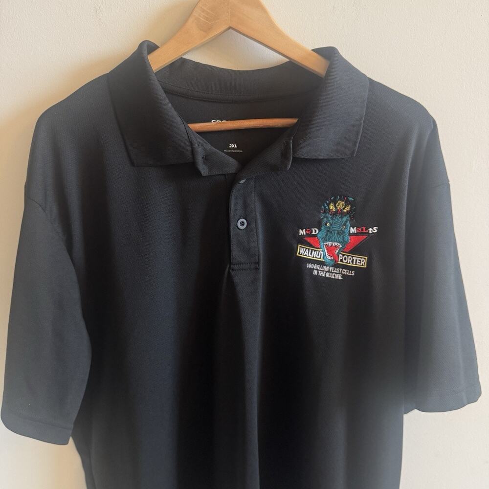 Mad Malts Walnut Porter Polo Men's 2XL Sport-Tek Black Craft Beer Yeast